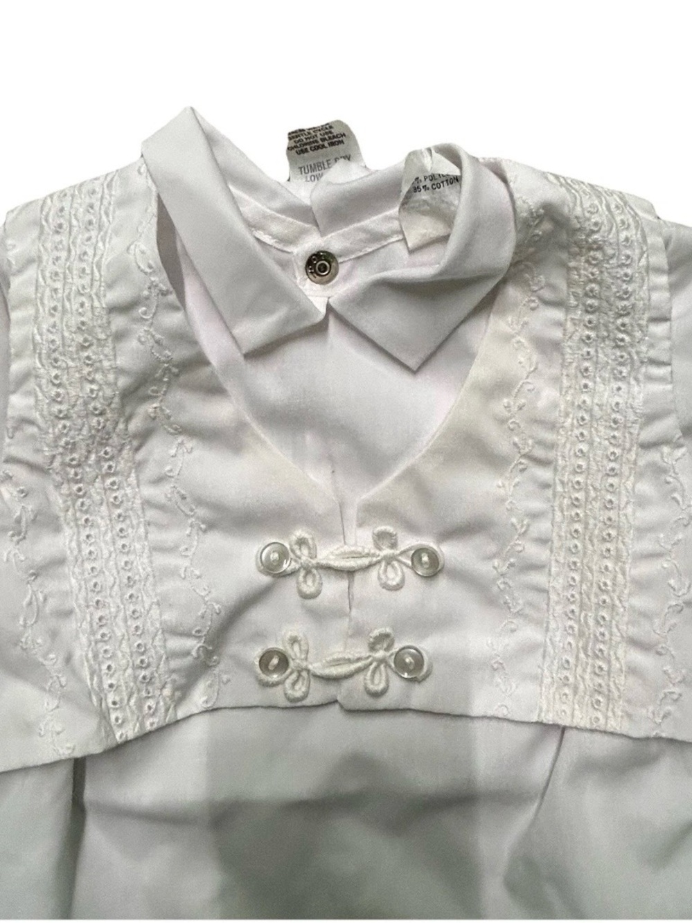 Vintage Baby White Bodysuit Detailed Vest Size 0-6 Months Baptism Christening - Picture 2 of 6